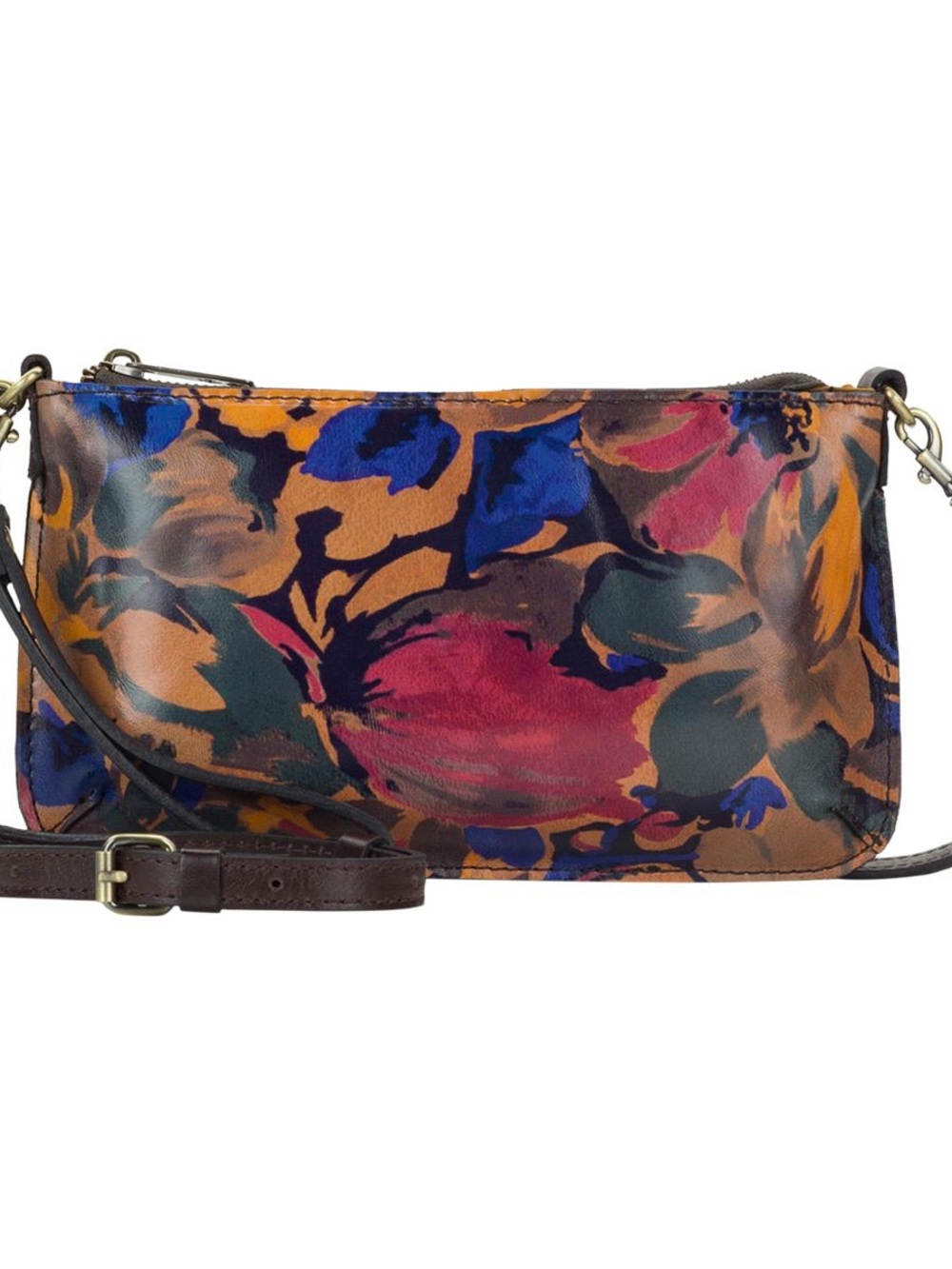 Patricia Nash Laurina Leather Crossbody with wristlet strap in Fall Floral